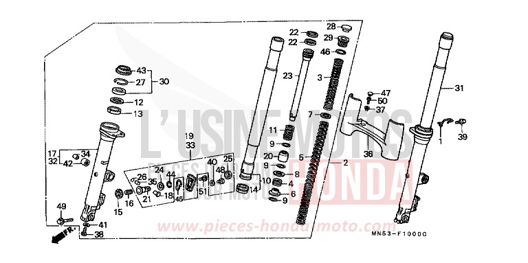 FRONT FORK for Gold Wing B127H (B127H) from 1990